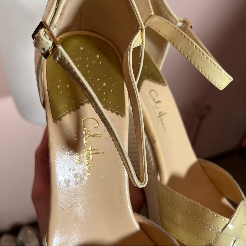 Cole Haan Classic Mobwife Cream leather Espadrilles wedge Heel Sandals shoe 9.5 - Picture 7 of 17